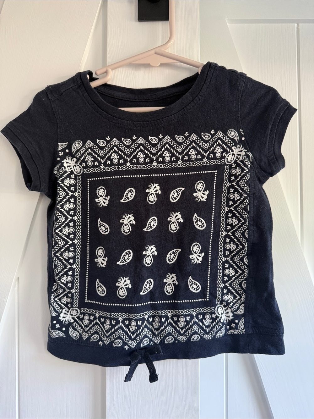 2T Joe Fresh Navy Short Sleeve Top with White Bandana Print